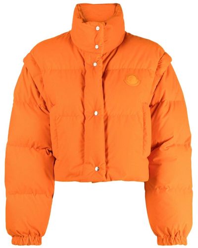 Moncler Grenadelle Detachable-sleeves Puffer Jacket - Orange