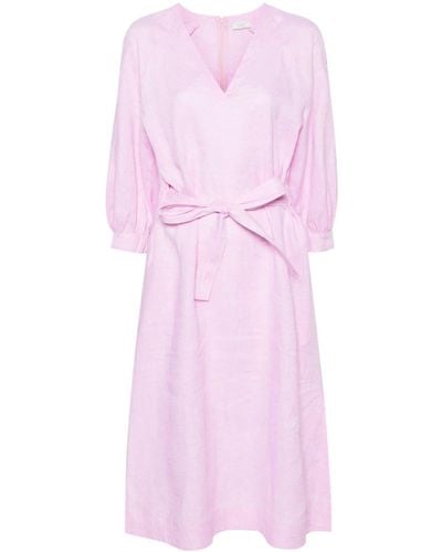 Peserico Bead-detail Linen Belted Dress - Pink