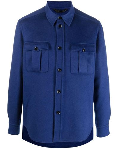 Brioni Cashmere Long-sleeve Shirt - Blue