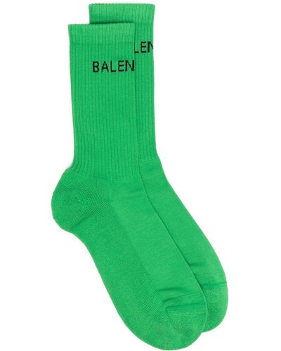 Balenciaga Intarsia-knit Logo Tennis Socks - Green
