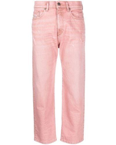 DIESEL Logo-patch Straight-leg Jeans - Pink