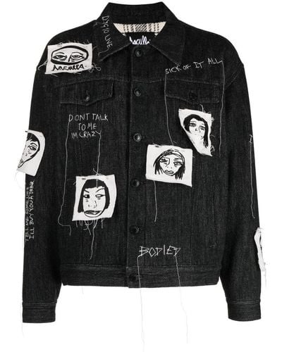 Haculla Sick Of It All Embroidered Denim Jacket - Black