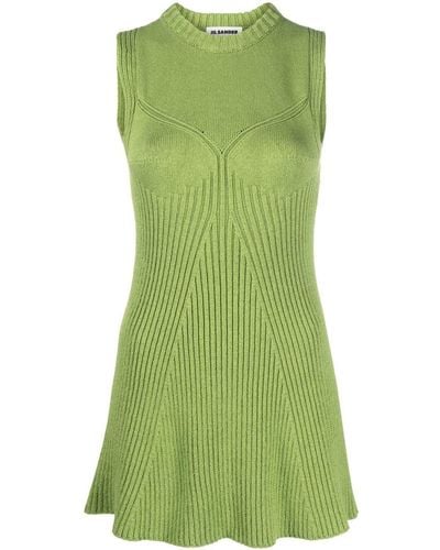 Jil Sander Sleeveless Ribbed-knit Top - Green