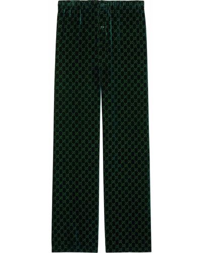 Gucci Pantalones de terciopelo con logo GG - Verde