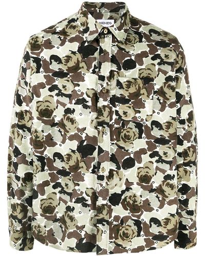 KENZO Overhemd Met Camouflageprint - Bruin