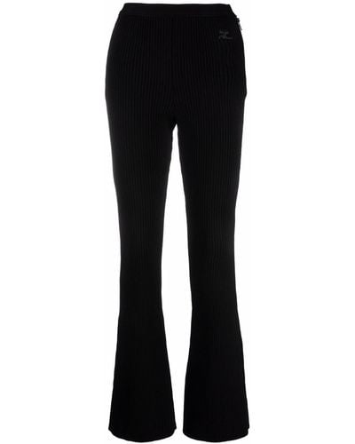 Courreges Logo Knit Flared Trousers - Black