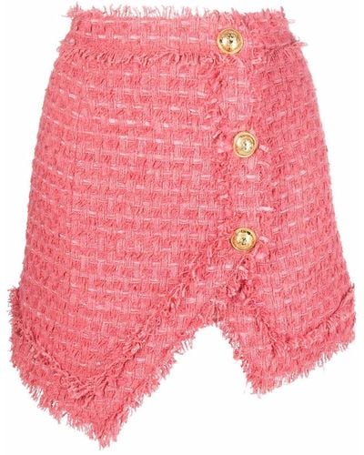 Balmain Tweed Mini-rok - Roze