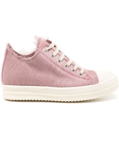 Rick Owens Faux-fur lace-up sneakers - Pink