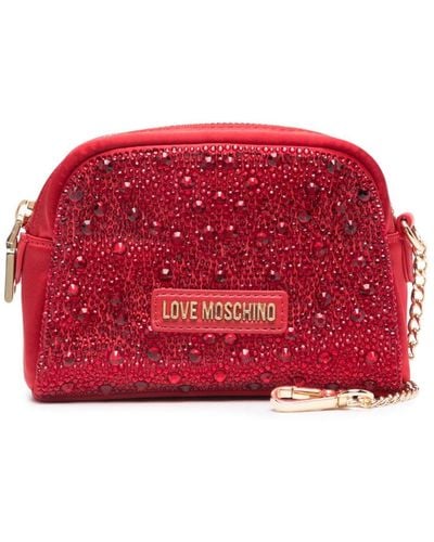 Love Moschino Trousse de toilette à ornements en cristal - Rouge