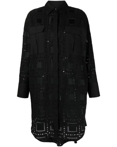 MSGM Vestido camisero con detalle de aberturas - Negro