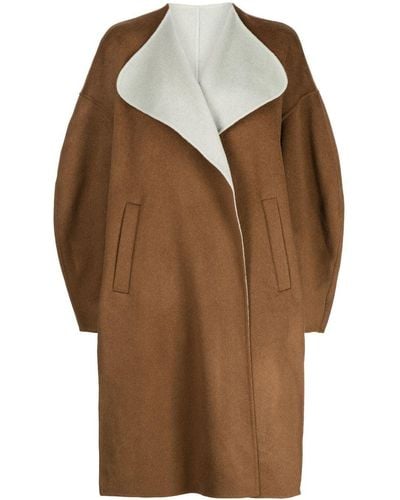 Enfold Oversized Two-tone Wool Coat - Brown