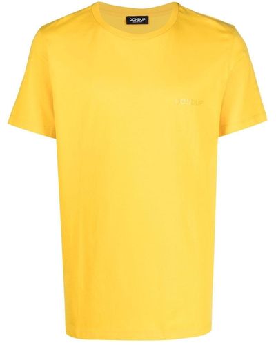 Dondup Tone-on-tone Logo Cotton T-shirt - Yellow