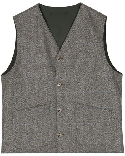 Paul Smith Checked Herringbone Wool Waistcoat - Grey