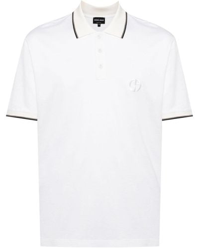 Giorgio Armani Poloshirt Met Geborduurd Logo - Wit