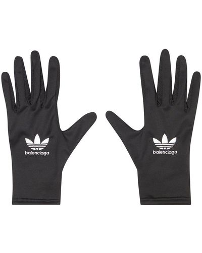 Balenciaga X Adidas Embroidered-logo Gloves - Black