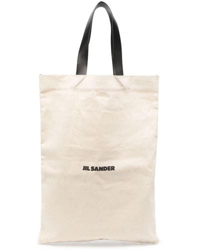 Jil Sander Logo-print Cotton Tote Bag - Natural