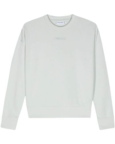Calvin Klein Sweater Van Katoenblend Met Logopatch - Wit