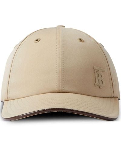 Burberry Monogram-embroidered Twill Cotton Cap - Natural