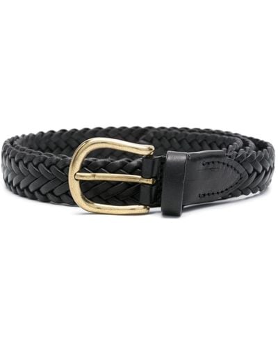 Boglioli Braided Leather Belt - Black