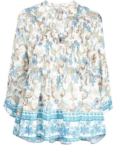 We Are Kindred Marybeth Smocked Blouse - Blue