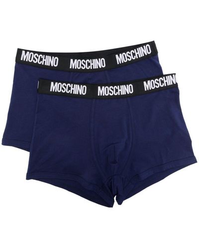 Moschino Lot de deux boxers à taille à logo - Bleu
