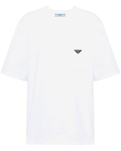 Prada Triangle-logo Cotton T-shirt - White