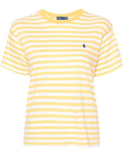 Polo Ralph Lauren T-shirt rayé à logo brodé - Jaune
