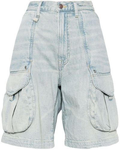R13 Short en jean à poches multiples - Bleu