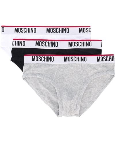 Moschino Logo Waistband Three-pack Briefs - White