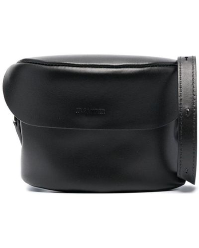 Jil Sander Mini Debossed-logo Messenger Leather Bag - Black
