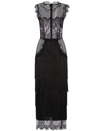 Dolce & Gabbana Fringe-detail Lace Sheath Dress - Black
