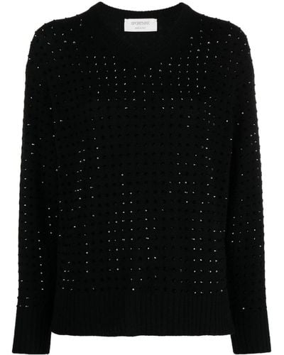 Sportmax Rhinestone-embellished Fine-knit Jumper - Black
