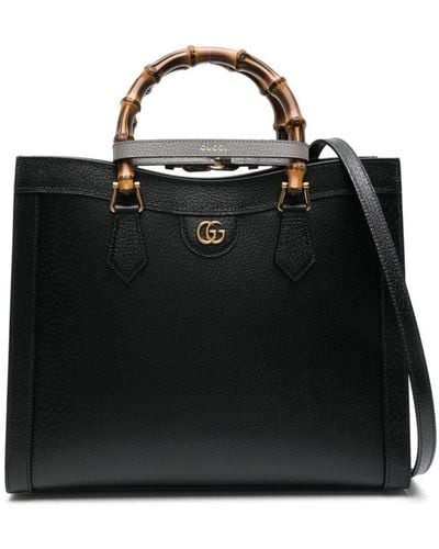 Gucci Diana Leather Tote Bag - Black