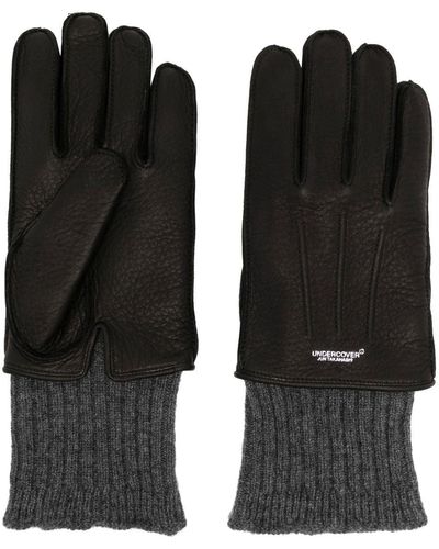 Undercover Leather And Wool Gloves - Black