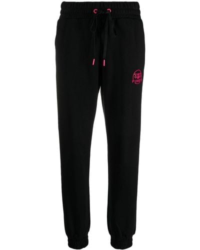 Pinko Rubberised-logo Cotton Track Trousers - Black