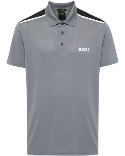 BOSS Poloshirt Met Logoprint - Grijs
