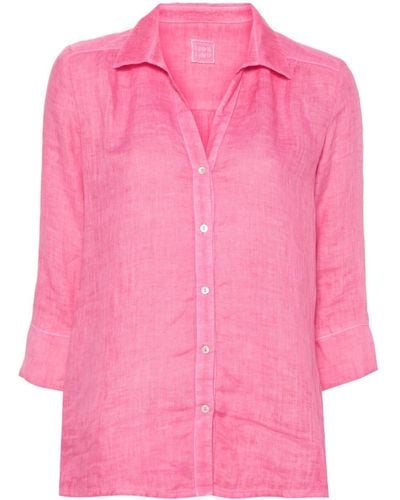 120% Lino Popeline-Hemd aus Leinen - Pink
