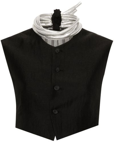 Yohji Yamamoto Detachable-collar Twill Vest - Black