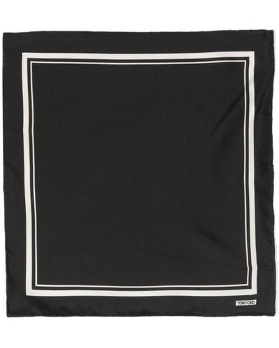 Tom Ford Logo-print Striped Silk Scarf - Zwart