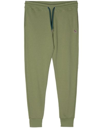 PS by Paul Smith Zebra-appliqué Cotton Track Pants - Green