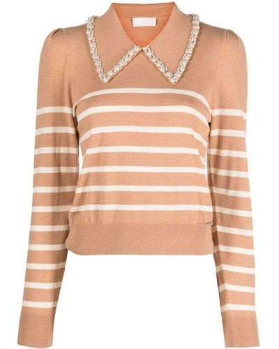 Liu Jo Striped Polo Sweater - Pink