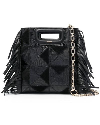 Maje M Patchwork-detail Leather Mini Bag - Black