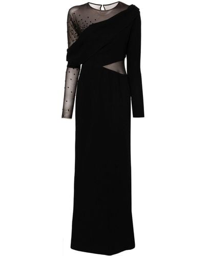 Jean Louis Sabaji Crystal-embellished Asymmetric Gown - Black