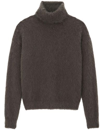 Saint Laurent Roll-neck Mohair-blend Sweater - Gray