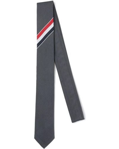 Thom Browne Grosgrain Striped Tie - Grijs