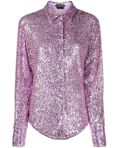 Tom Ford Sequin-embellished Long-sleeve Shirt - Purple