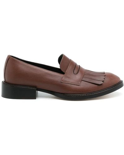 Sarah Chofakian Oxford Fringed Slip-on Shoes - Brown