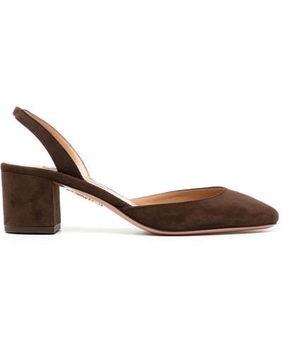 Aquazzura Talita 50mm Suede Court Shoes - Brown