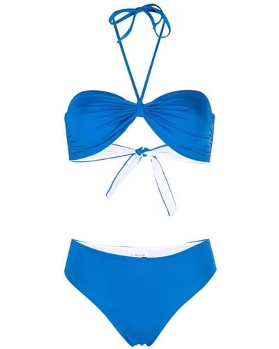 Fisico Bikini estilo bandeau fruncido - Azul