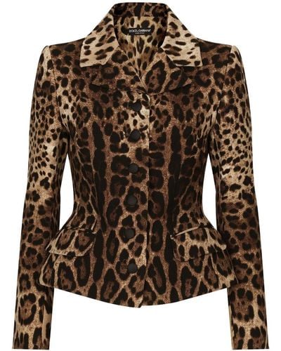 Dolce & Gabbana レオパード シングルジャケット - ブラウン